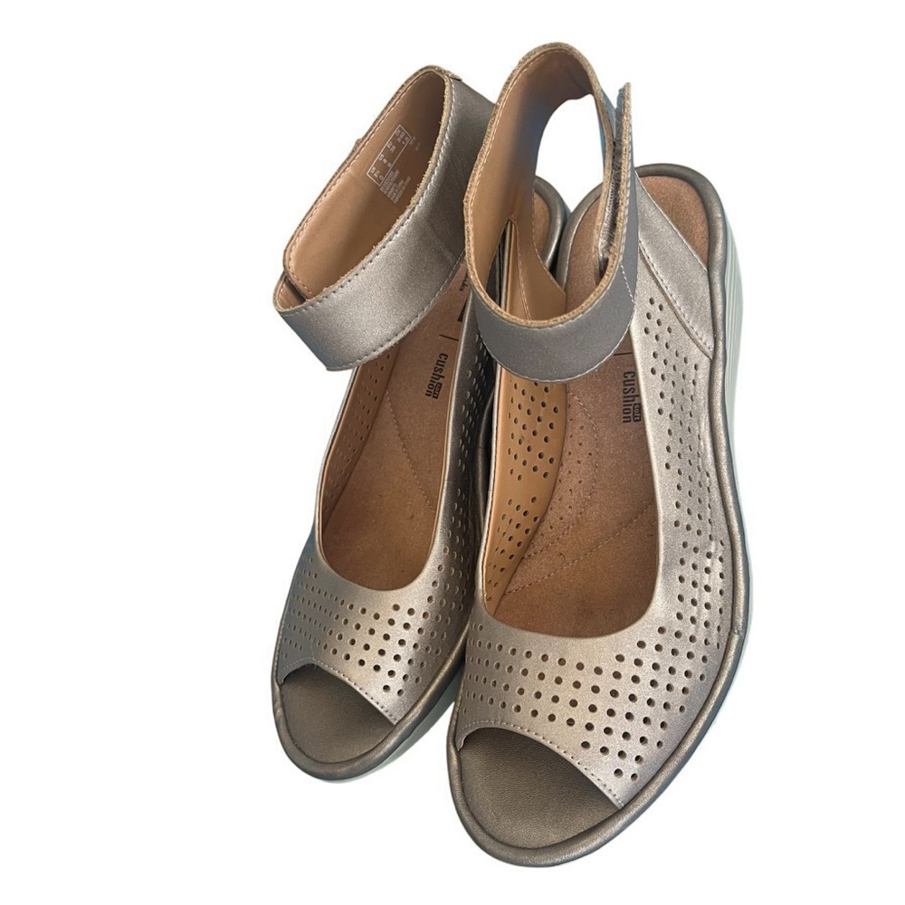 Clark’s Nubuck Wedge Sandals - Picture 3 of 8